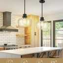 Emak Black Pendant Light Fixtures, Modern 10 Inch Clear Glass Pendant Lights Kitchen Island, Farmhouse Large Kitchen Island Lighting, PL126-BK-CG