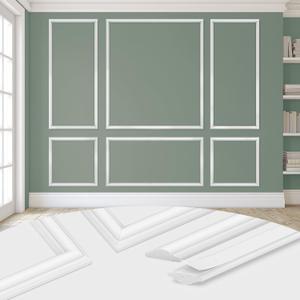 DODOKIE Peel and Stick Wall Molding Kit, Pre Cut Molding Wainscoting Panels for Interior Home Wall Moulding Dcor Living Room Decoration, Self-Adhesive Ready to Assemble White (3 Set, 48 x 78 in) (48*78in*1pcs+24*78in*2pcs)