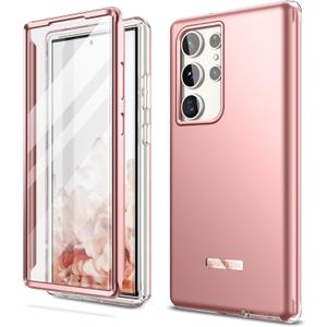 SURITCH for Samsung Galaxy S23 Ultra Case, [Builtin Screen Protector] [DualLayer Protection ] Full Protection Shockproof Rugged Bumper Phone Cover for Samsung S23 Ultra 6.8 Inch  Rose Gold