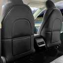 Automotive Seat Back Protector for Tesla Model 3/Y (2017-2025) - Waterproof Leather Kick Mat with Storage Pocket