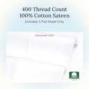 California Design Den Flat White King Sheets Only - Soft 400 Thread Count 100% Cotton Sateen, Cooling & Breathable Bed Sheets - Bright White