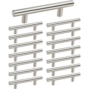 Homdiy 15 Pack Brushed Nickel Cabinet Pulls 3 Inch Handles Stainless Steel Cabinet Hardware for Kitchen and Bathroom Cabinets, 5 Inch Overall Drawer Pull