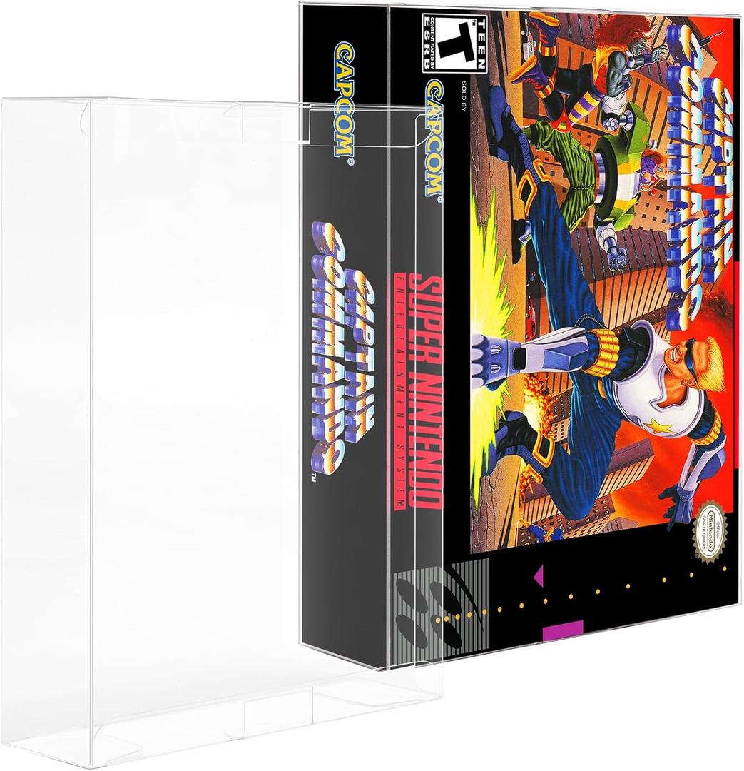 15 Pack Video Game Protector for SNES & N64 Game Boxes Clear Plastic Sleeve Cover 0.35mm Rigid PET Dustproof, Scratch-Resistant, Crystal Clear Display