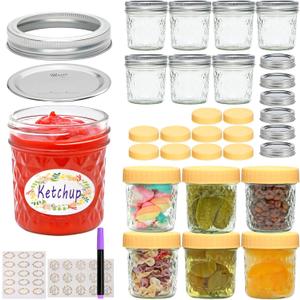 6 oz Glass Jars with Lids, 16 Pack Small Mason Jars 6 oz, Regular Mouth Small Glass Jar with Lids, Clear Canning Jar for Jelly, Jam, Honey, Wedding & Shower Favors