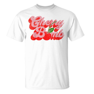 Cherry Bomb Retro 70s Vintage Style Cute T-Shirt, 3XL, White