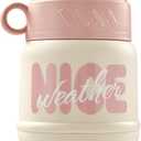 Insulated Food Jar with Spoon, 20oz Thermo Hot Food Lunch Container for Hot and Cold Food, Soup Thermo Wide Mouth Lunch Thermo, Stainless Steel Food Jar, Leak Proof Food Jar (Pink)