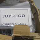 Joydeco Cordless Roman Shades, Linen Fabric Window Blinds, Thermal Insulated Blackout Blinds, Room Darkening Shades for Indoor Windows, Easy to Install, 47" W×75" H, Greyish White