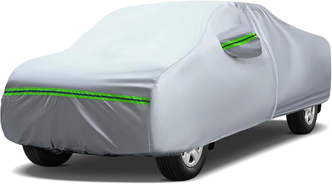 AUQDD 6Layers Premium Truck Car Cover Waterproof All Weather Weatherproof UV Sun Protection Snow Dust Storm Resistant Outdoor Exterior Custom FormFit Full Padded Car Cover with Straps 198"220" K13