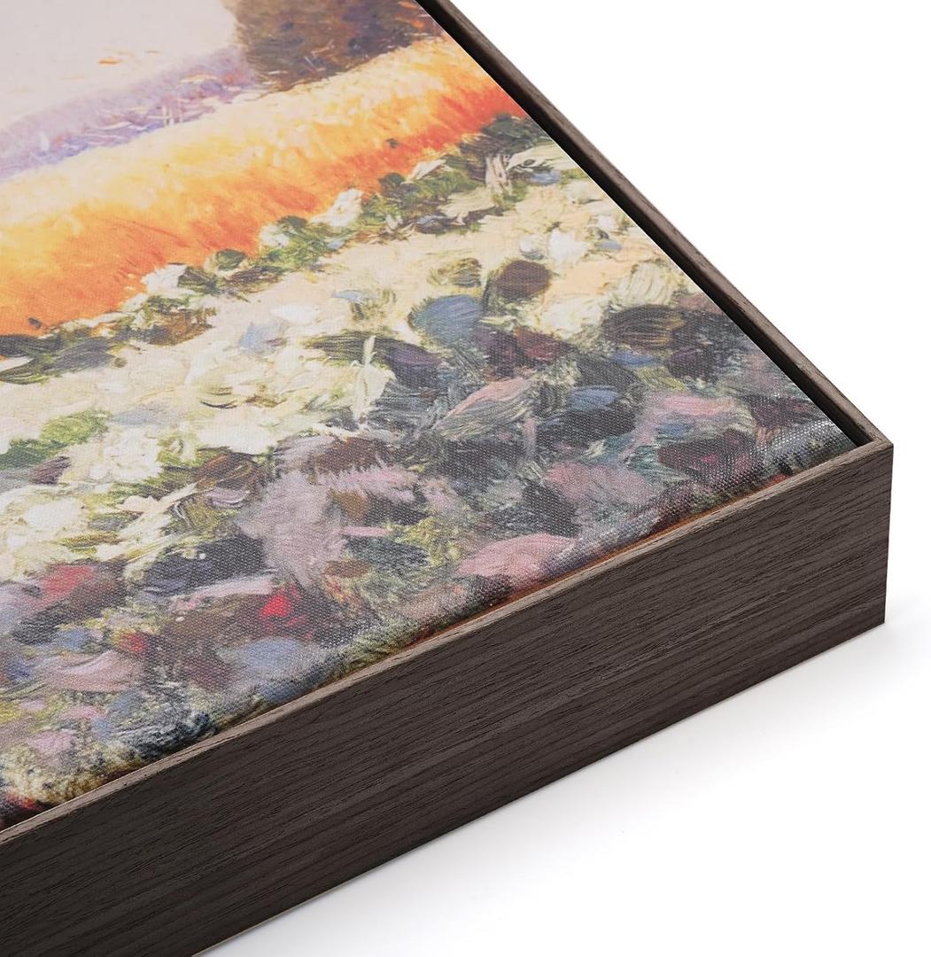 Akfado Canvas Frame for 30x40 Coastal Beachy Paintings, 1.5" Deep DIY Metal Floater Frames for Abstract Wall Art Prints, Ocean Wall Decor for Bedroom Hallway Entryway, No Glass & Back (Dark Brown) (Walnut wood-grain)