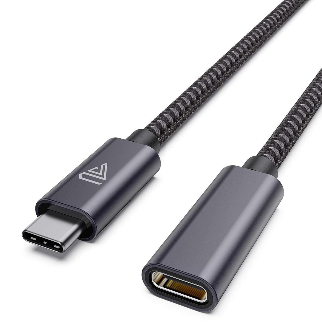 Type C Extension Cable, (10FT/3M) USB 3.1 (5gbps) Male to Female Extender Braided Data Cord for iPhone 16 15, Galaxy Tab S22/ S21, 2022 MacBook M3/ MacBook Pro, iPad Pro, Surface and More (10 FT, Grey)