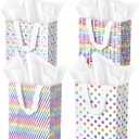 Ranfashiong 4 Pcs 10" Medium Size Birthday Gift Bag with Tissue Paper, Reusable Non Woven Totes Bags with Handle for Boys, Girls, Baby Shower Party Supplies