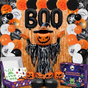 93 Pcs Halloween Decorations 5 Ft Jumbo Foam Balloon 60 Pcs Balloons Foam Cures Photo Frame Paper Flower Ball Adult Party Supplies
