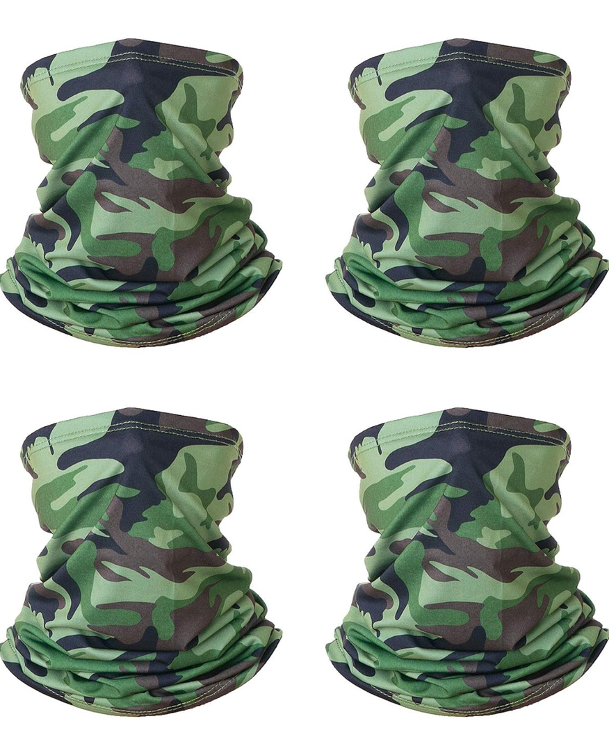 [4 Pack] Neck Gaiter, Neck Gaiter Face Mask, Gaiters Face Mask for Men and Women, Cooling Neck Gaiter Face Mask, Reusable UV Protection Face Cover, Neck Gaiter for Hiking Running Cycling Green