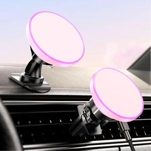 for Magsafe Car Mount Charger, [2025 Upgrade] 15W 2in1 Magnetic Wireless Car Charger, for Magsafe Car Charger, Vent/Dashboard Phone Holder, ONLY for iPhone 17 16 15 14 13 12 Series (Pink)