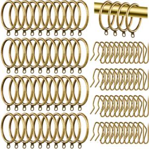 DoubleFill 40 Pieces 2 Inch Inner Diameter Metal Curtain Rings with Eyelets Drapery Rod Rings Decorative Compatible with up to 1 1/2" Drapery Rod(Bronze)