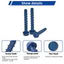 1/2 x 3 Concrete Screw Anchor with Drill Bit & Hex Driver | Heavy-Duty, Superior Corrosion Resistant Blue Coated Fasteners for Anchoring Heavy Fixtures 10pcs/Box