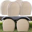 Leader Accessories 4-Pack Tire Covers - Heavy Duty Wheel Protectors for Truck, SUV, Jeep, Camper, Trailer, RV - Waterproof 600D Oxford - Universal Fits 32"-34.5" Diameter, Tan
