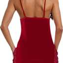 DIKFA Women's Lingerie Lace Babydoll Chemises Sexy Spaghetti Strap Nightgown (M)