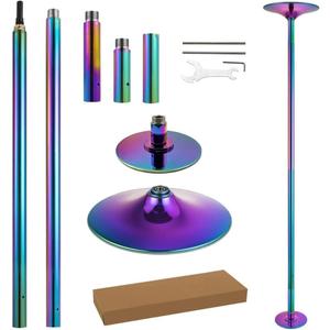 Dance Pole Set -Premium Height Adjustable 7.38-8.85ft Portable 45mm Diameter 360Spinning Dancing Pole for Home,200KGS Capacity, Drill-Free Installation with Floor-to-Ceiling Stability (Colorful)