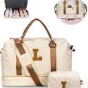 Gifts for Women Birthday Unique-Personalized Initial Duffle Bag - Weekender Bags for Women, Travel Bag with Shoe & Makeup Compartments - Monogram- Birthday Gift-Woman Gifts Letter (L)