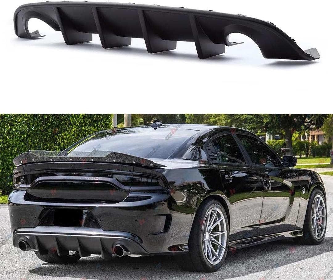 Rear Diffuser Compatible with 2015-2023 Dodge Charger, Rear Bumper Lip Splitter Fit for SRT Hellcat Scat Pack 392 GT R/T Daytona (Matte Black)