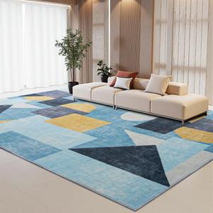 Modern Area Rug 9x12,Ombre Low Pile Rugs,Non-Slip Non-Shedding Bedroom Rug,Indoor Geometric Carpet for Bedroom Kitchen Dining Room Office Home Decor (9x12 Blue)