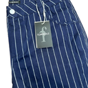 Straight Leg Mid Waist Vintage Cropped Stripe Barrel Stretchy Jeans Without Belt (Large, Navy Blue)