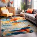 Rugshop Sky Collection Abstract Area Rug, Fade-Resistant Carpet for Open Living Areas or Bedroom,Living Room,Dining Room 7'10" x 10'