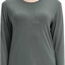 Netdraw Women's Lightweight Bamboo Viscose T-Shirt Buttery Soft Curved Hem Long Sleeve Sleep Lounge Pajama Tops (Large)