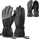 MCTi Ski Gloves,Winter Waterproof Snowboard Snow 3M Thinsulate Warm Touchscreen Cold Weather Women Gloves Wrist Leashes Small
