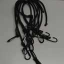 8-Pack Bungee Cords with Hooks & Carabiners - 24 Inch Bungee Rope (4 Hooks + 4 Carabiner Clips) - Heavy Duty Elastic Stretch Cords for Kayaking, Camping, Truck, Tarp, Gear Tie Down - Black