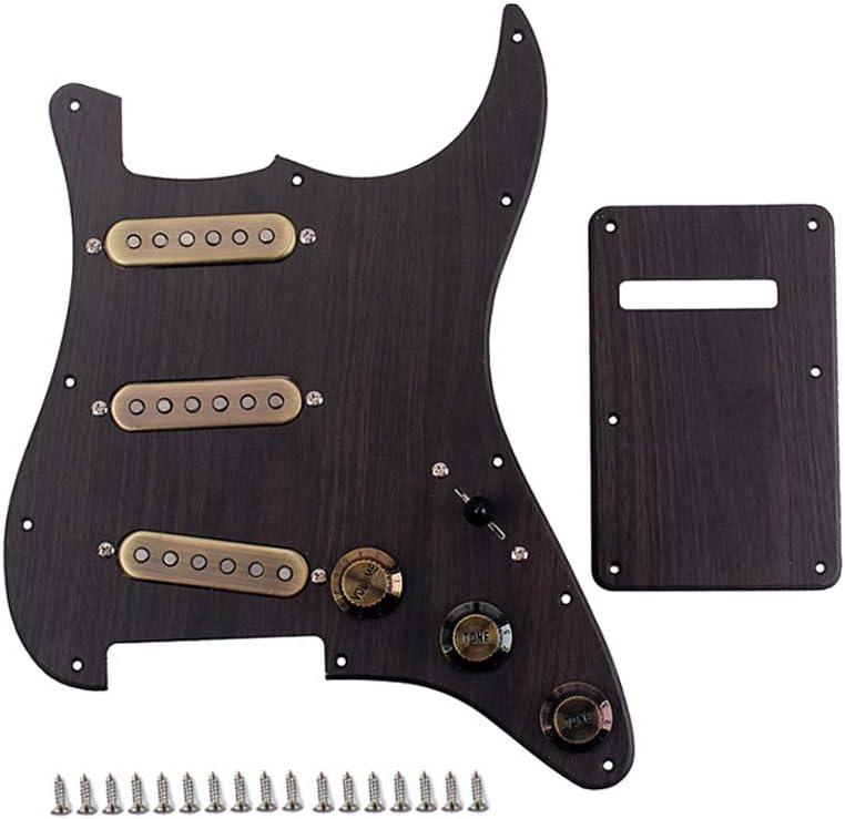 Alnicov 3-Ply Prewired Loaded Pickguard Scratchplate Backplate with SSS Alnico V Pickups Kit for Strat ST Electric Guitars