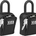 Key Lock Box, [New Version] Diyife Lock Box for House Key, Portable Lockbox for Keys, 4 Digit Combination Key Safe Storage, Waterproof Key Lock Box Wall Mounted for Outdoor Home Garage (2Pcs, Black)