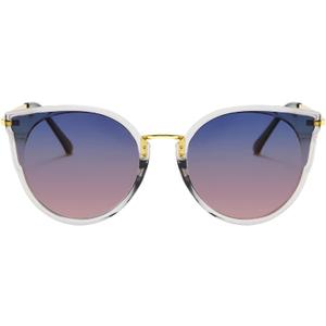 FEISEDY Vintage Polarized Cat Eye Sunglasses for Women Oversized Round Sunglasses Anti Glare B7000