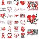 Landhoow 240 Pcs Heart Health Awareness Tattoos Temporary Glitter Awareness Body Sticker for Campaign Favor Charity Supplies, 24 Designs