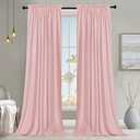SMILETIME Pink 96in Long Velvet Curtains with Rod Pocket Thermal Insulated Soft Privacy Light-Filtering Velvet Drapes for Bedroom and Living Room, Set of 2 Panels, 52 x 96 Inches Long