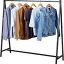 MyGift 57 Inch Modern Black Heavy Duty Metal A-Frame Wardrobe Clothing Rack, Commercial Grade Freestanding Garment Hanger for Bedroom Closet Clothes or Retail Display