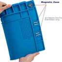 Premium Heat Resistant 932F Blue Magnetic Repair Work Mat Large Silicone Soldering Mat for Soldering, Electronics, Computer Cellphone Repair, BGA Soldering Gun Iron Workbench Protection