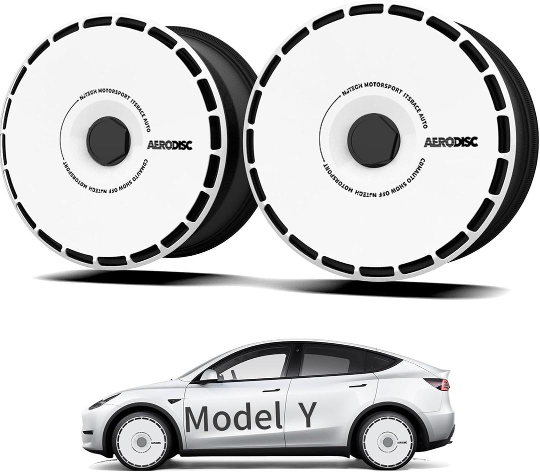 (4-Pack) Wheel Covers for Tesla Model Y, Full Coverage Rim Protector, Snap-On Hubcaps for Scratch Resistance, Fits 2021-2024 (White Ring, 20 inch)