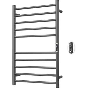 Heated Towel Racks for Bathroom, Wall Mounted Electric Towel Warmer Racks with Timer & Temperature Control, 10 Bar Stainless Steel Towel Heater for Bathroom, Gunmetal Grey, Plug-in