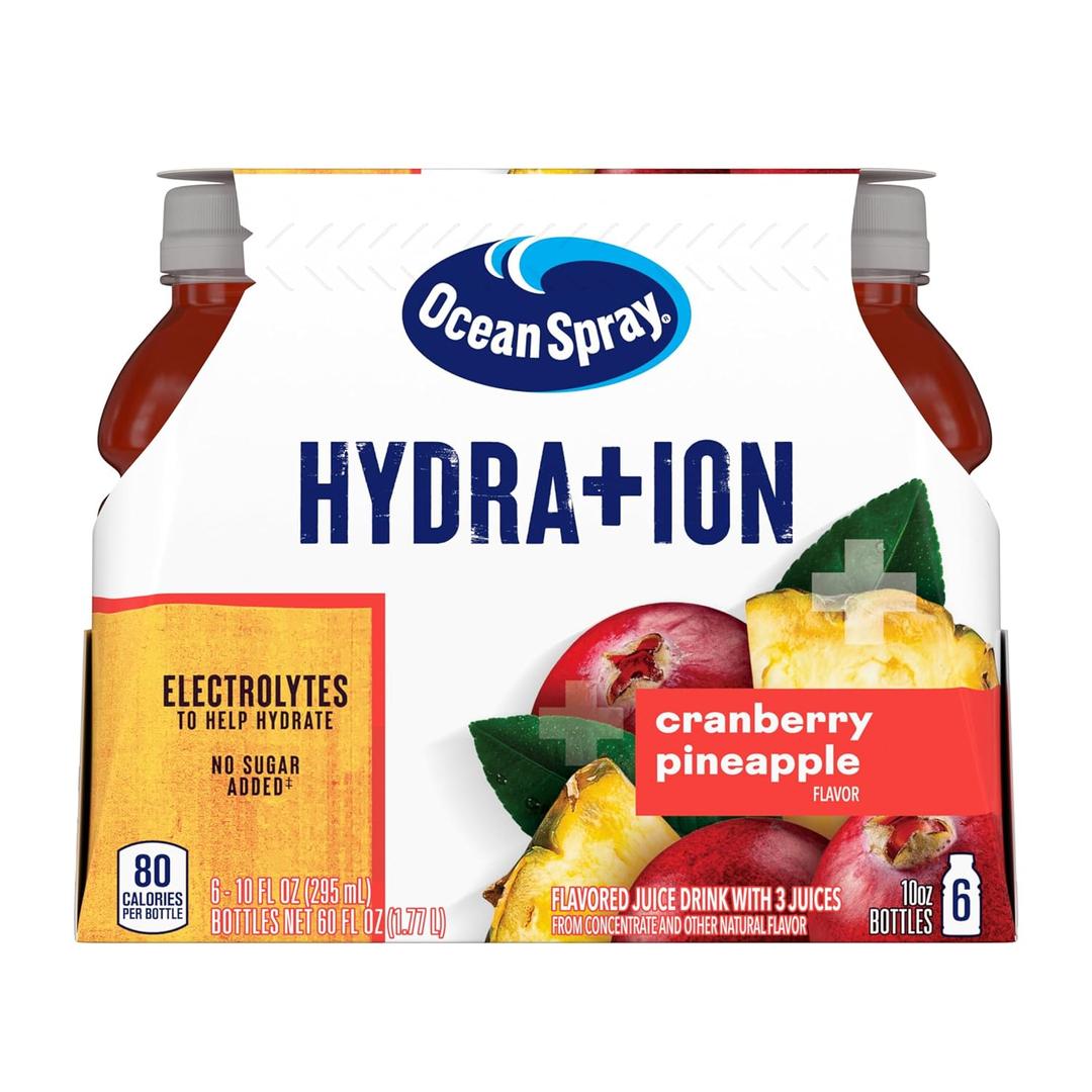 Ocean Spray Hydration Cranberry Pineapple Juice Drinks, 10 Fl Oz Bottles, 6 Count (Pack of 1) (EXP 03/24/26)