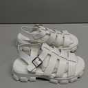 LUCKY STEP Women 's Platform Wedge Sandals Open Toe Adjustable Ankle Strap Chunky Heel (6, White)