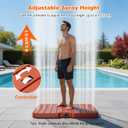 Outdoor Floor Shower for Poolside & Garden, Portable Foot-Activated Pool Shower with Adjustable Height & Water Filter, Non-Slip Wood Grain Square Base for Backyard, Patio, Dual Function as Fountain