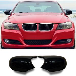 Mirror Caps Gloss Black Compatible with 3er E90 E91 2008-2011 E92 E93 2010-2013, 1er E81 E82 E87 E88 LCI Models Rearview Side Wing Mirror Cover Caps (For 1er E81 E87&3er E90 E91 E92 E93 LCI)