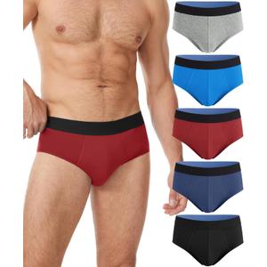 YESWEL Incontinence Underwear for Men, Washable Leakproof Cotton Briefs for Bladder Control, Light Absorbency, 5 Pack (Multicolor01, XX-Large)