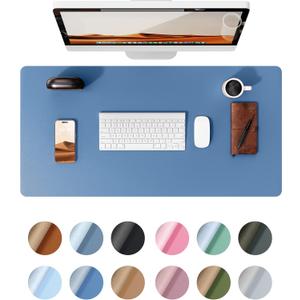 YSAGi Leather Desk Protector, Office Mat, Large Mouse Mat, Non-Slip PU Leather Blotter, Laptop Desk Pad, Waterproof Writing Pad for Office and Home (Sea Blue, 23.6" x 13.8")