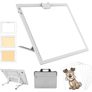 Wireless Rechargeable A3 Light Pad with Carry Bag, Diamond Art Light Board 2500mAh Battery, 3 Color Temperatures and Stepless Dimming, Light Box for Tracing, Diamond Painting, Weeding Vinyl