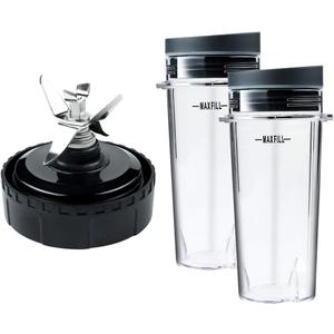 Replacement Parts for Nutri Ninja, Blender 6 Fins Blade Assembly and 2 Pack 16 oz Cup Set for BL770 BL780, BL660 Blender (3.35 inch) 