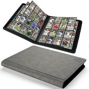Premium Ringless Trading Card Binder - 1024 Capacity, 16 Side-Loading Pockets per Page, Archival Quality Protection & Anti-Slip Spine for TCG, MTG, Sports Cards (Gray), 8x10 inches