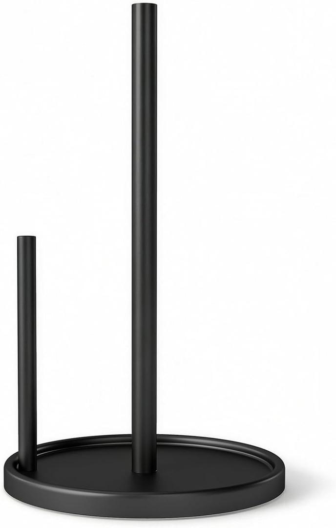 Jesginboo Paper Towel Holder Countertop, Black Kitchen Paper Towels Holder, Paper Roll Holder with Weighted Base